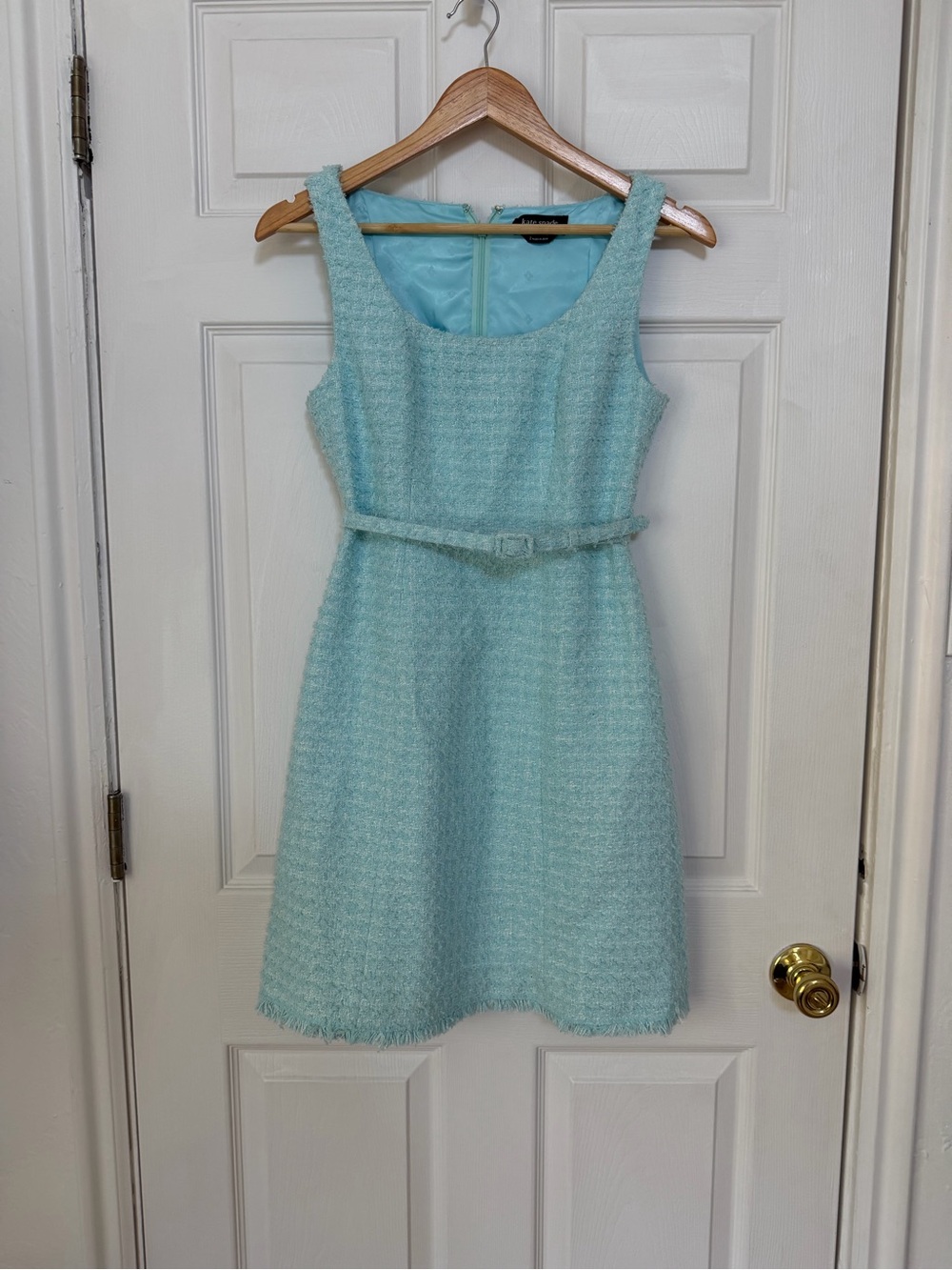 kate spade Mint Aqua Textured Belted Mini Dress
